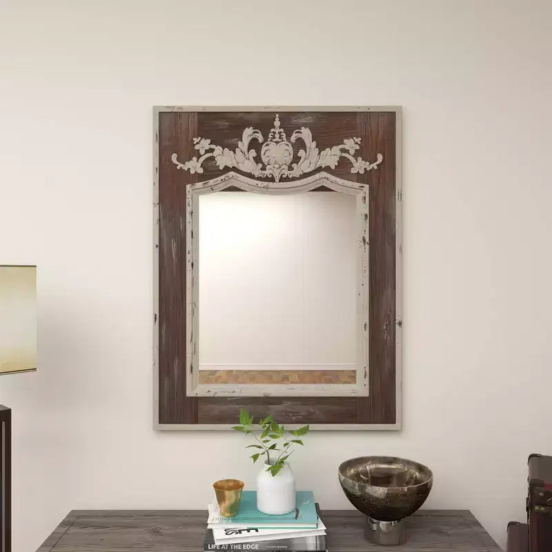 Miroir mural en bois floral sculpté d'acanthe marron - Olivia & May