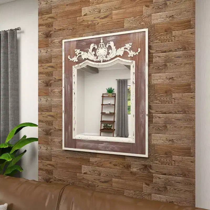Miroir mural en bois floral sculpté d'acanthe marron - Olivia & May