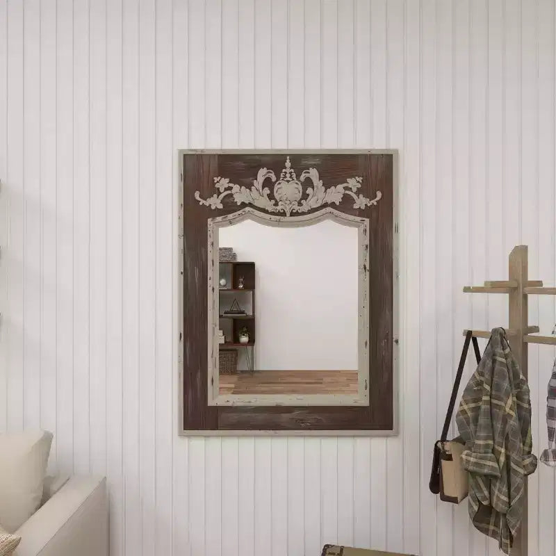 Miroir mural en bois floral sculpté d'acanthe marron - Olivia & May