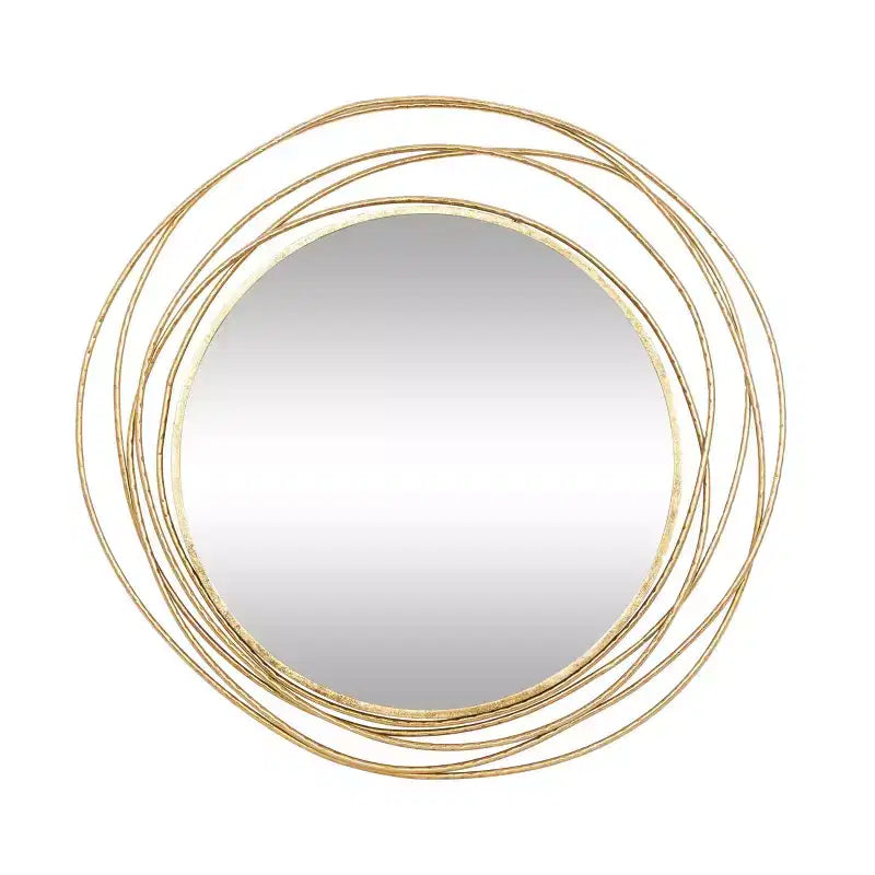 Metal Wall Mirror with Overlapping Ring Frame Gold - Olivia & May: Contemporary Style, Iron Frame, 38.38"