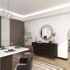 Miroir mural en métal avec cadre à anneaux superposés Or - Olivia & May : Style contemporain, cadre en fer, 97,4 cm