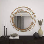 Miroir mural en métal avec cadre à anneaux superposés Or - Olivia & May : Style contemporain, cadre en fer, 97,4 cm