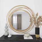 Miroir mural en métal avec cadre à anneaux superposés Or - Olivia & May : Style contemporain, cadre en fer, 97,4 cm