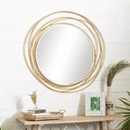 Miroir mural en métal avec cadre à anneaux superposés Or - Olivia & May : Style contemporain, cadre en fer, 97,4 cm