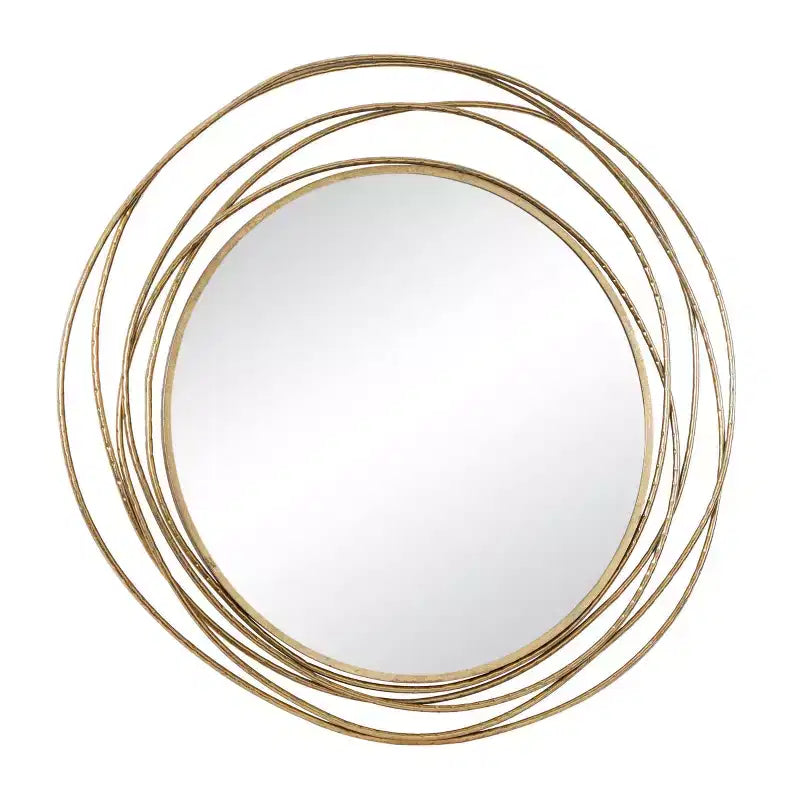 Miroir mural en métal avec cadre à anneaux superposés Or - Olivia & May : Style contemporain, cadre en fer, 97,4 cm