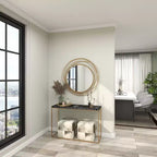 Miroir mural en métal avec cadre à anneaux superposés Or - Olivia & May : Style contemporain, cadre en fer, 97,4 cm