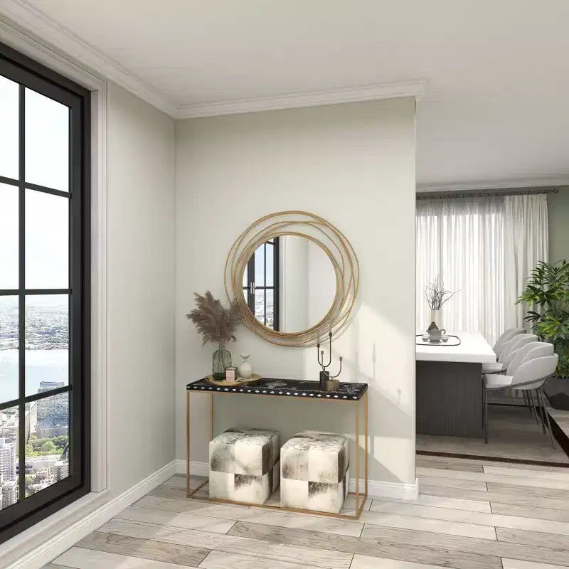 Miroir mural en métal avec cadre à anneaux superposés Or - Olivia & May : Style contemporain, cadre en fer, 97,4 cm