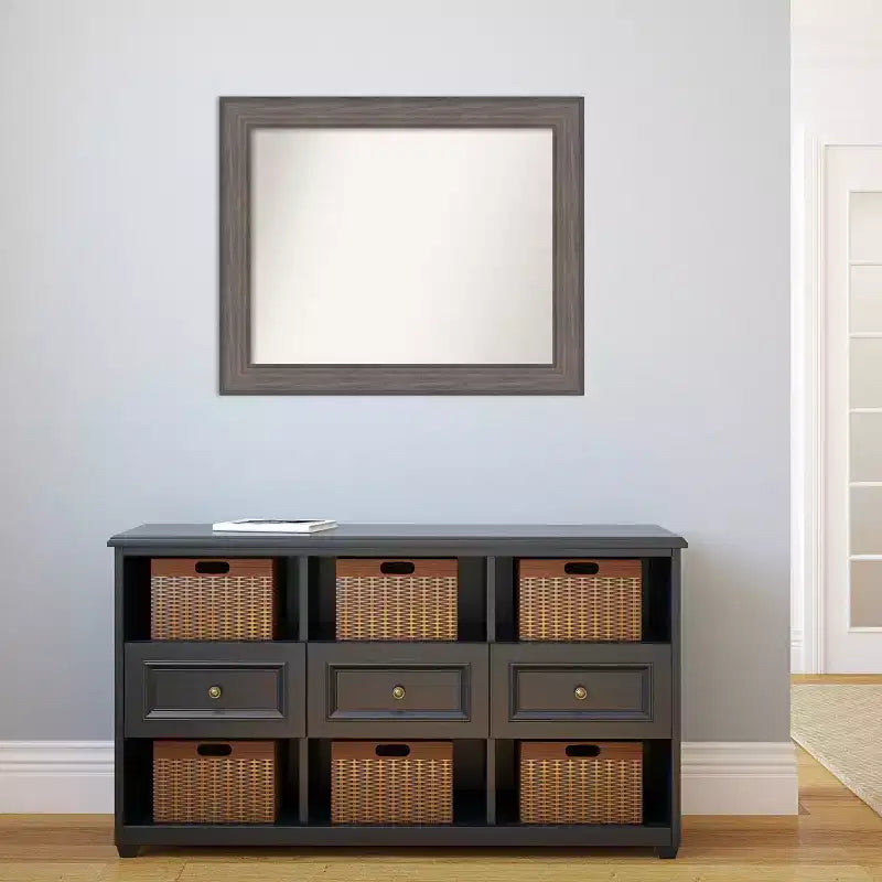 Miroir mural en bois de grange rustique non biseauté 33" x 27" - Amanti Art