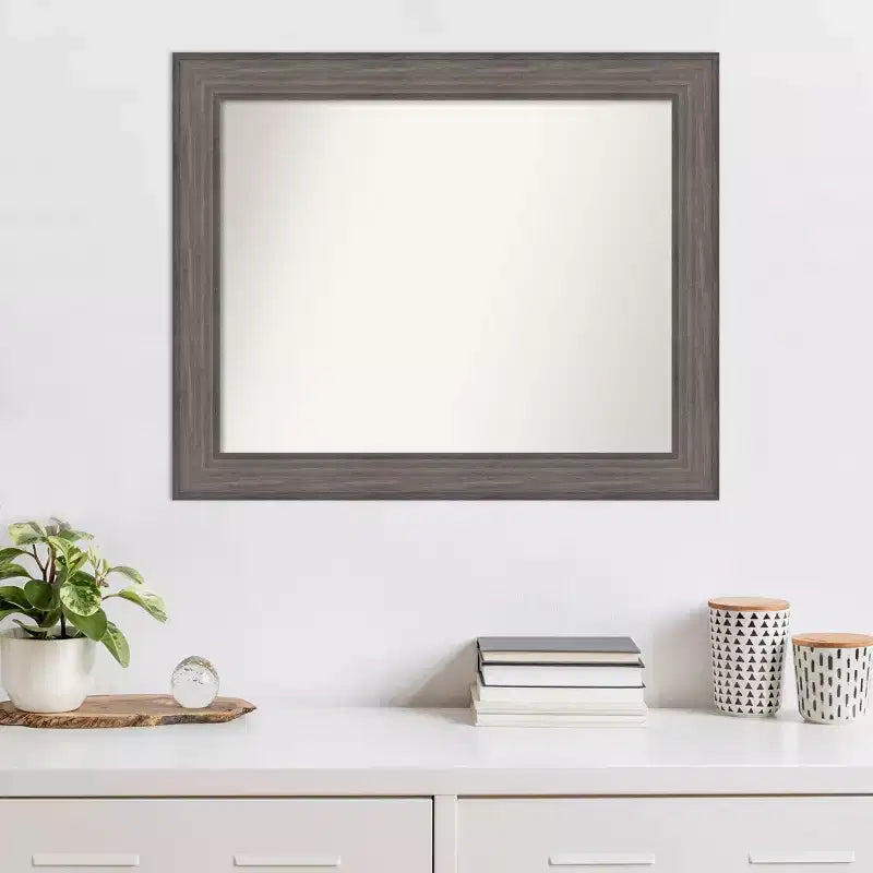Miroir mural en bois de grange rustique non biseauté 33" x 27" - Amanti Art