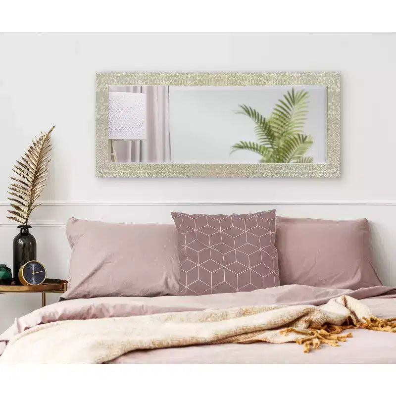 Miroir mural décoratif biseauté encadré Coolidge 46 cm x 127 cm Or - Kate & Laurel All Things Decor: Finition Champagne, Texturé