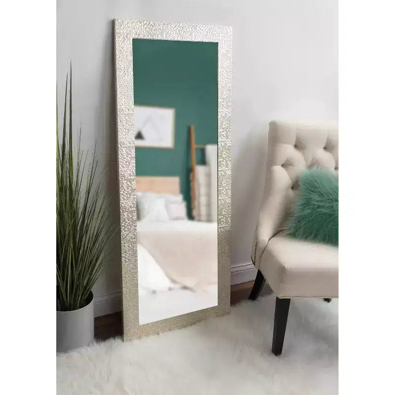 Miroir mural décoratif biseauté encadré Coolidge 46 cm x 127 cm Or - Kate & Laurel All Things Decor: Finition Champagne, Texturé