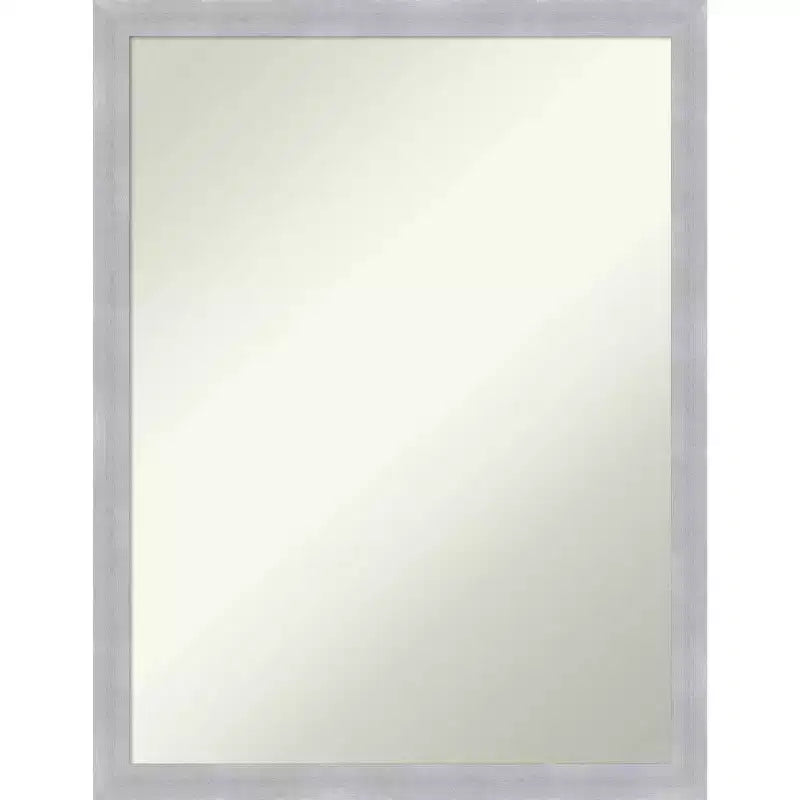 20" x 26" Non-Beveled Grace Narrow Bathroom Wall Mirror Brushed Nickel - Amanti Art: Polystyrene Frame, Wall Mounted