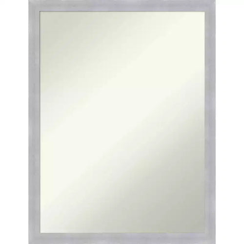 20" x 26" Non-Beveled Grace Narrow Bathroom Wall Mirror Brushed Nickel - Amanti Art: Polystyrene Frame, Wall Mounted