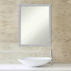 Miroir mural étroit Grace non biseauté 20" x 26" nickel brossé - Amanti Art : Cadre en polystyrène, Fixation murale