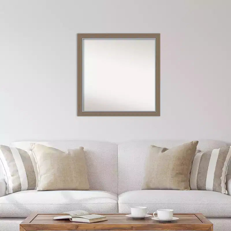 Miroir mural étroit Amanti Art 74 cm x 74 cm, sans biseau, en EVA marron