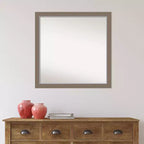 Miroir mural étroit Amanti Art 74 cm x 74 cm, sans biseau, en EVA marron