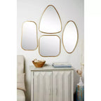 Miroir Mural en Bois Formes Variées Lot de 4 Or - CosmoLiving by Cosmopolitan : Cadre Moderne en Fer, Fixation Murale, Aucun Assemblage Requis
