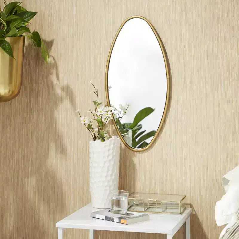 Miroir Mural en Bois Formes Variées Lot de 4 Or - CosmoLiving by Cosmopolitan : Cadre Moderne en Fer, Fixation Murale, Aucun Assemblage Requis