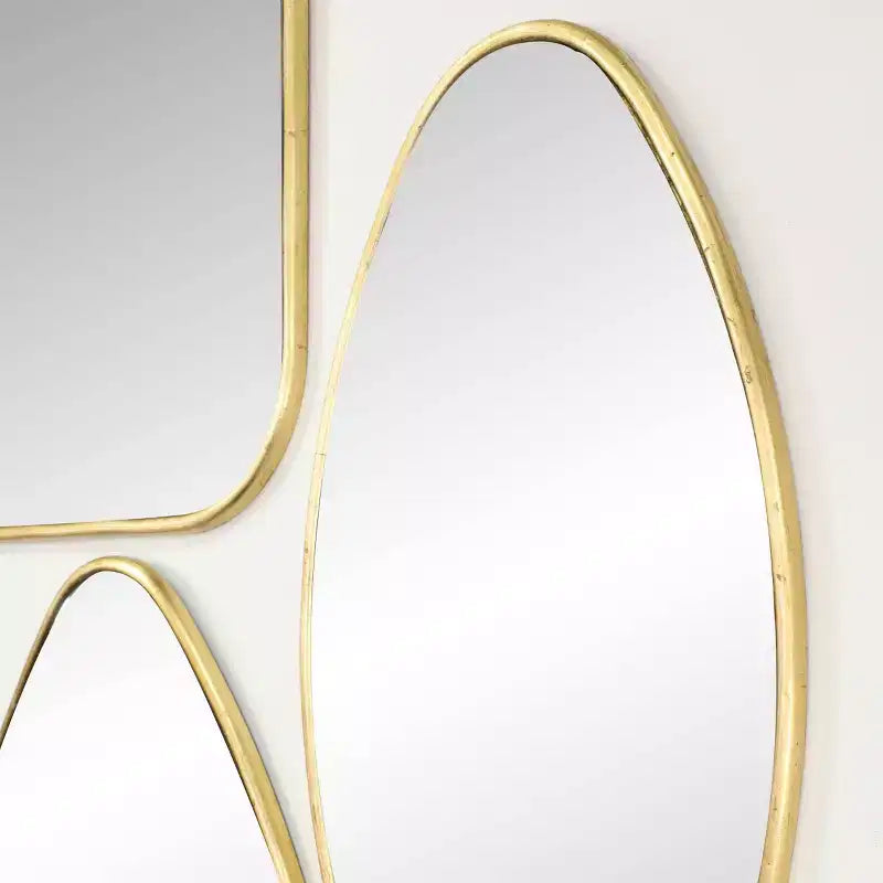 Miroir Mural en Bois Formes Variées Lot de 4 Or - CosmoLiving by Cosmopolitan : Cadre Moderne en Fer, Fixation Murale, Aucun Assemblage Requis