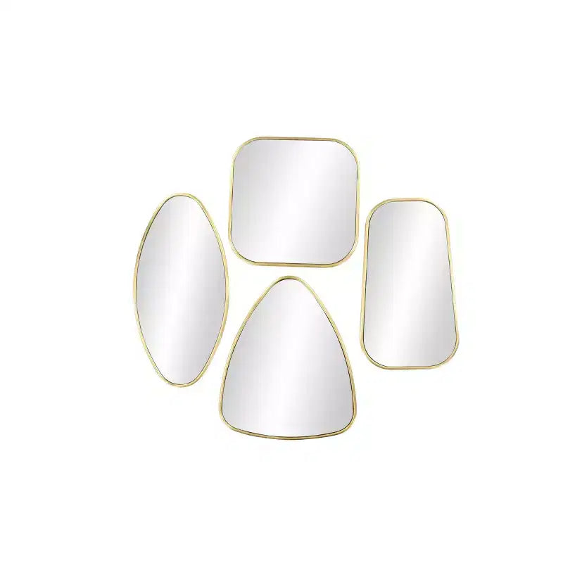 Miroir Mural en Bois Formes Variées Lot de 4 Or - CosmoLiving by Cosmopolitan : Cadre Moderne en Fer, Fixation Murale, Aucun Assemblage Requis