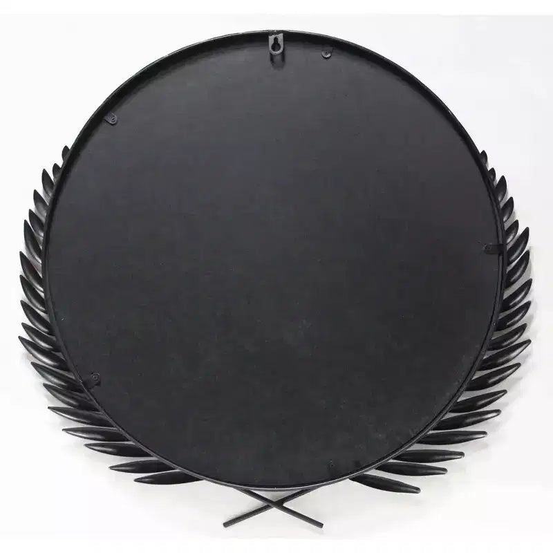 Miroir mural rond Empress Grecian 21 po Noir/Blanc – Style moderne, cadre en métal, aucun assemblage requis