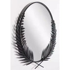 Miroir mural rond Empress Grecian 21 po Noir/Blanc – Style moderne, cadre en métal, aucun assemblage requis