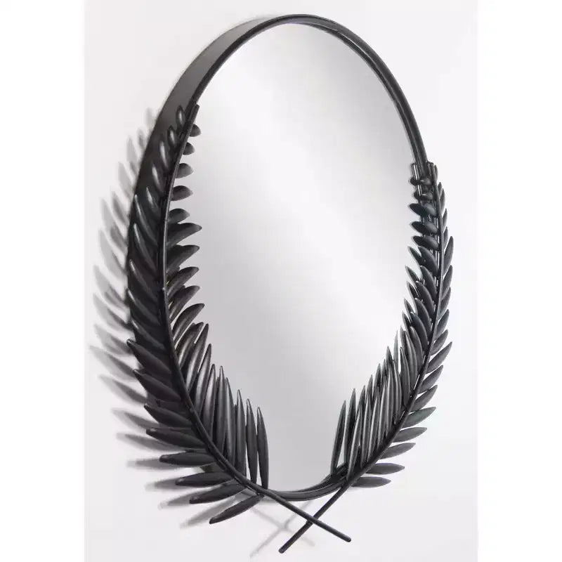 Miroir mural rond Empress Grecian 21 po Noir/Blanc – Style moderne, cadre en métal, aucun assemblage requis