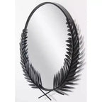 Miroir mural rond Empress Grecian 21 po Noir/Blanc – Style moderne, cadre en métal, aucun assemblage requis