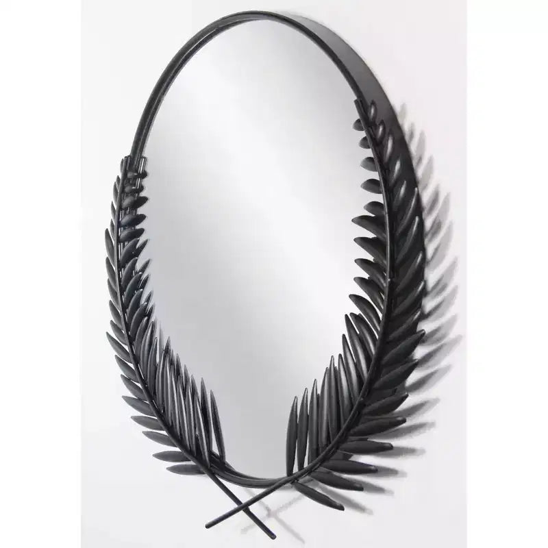 Miroir mural rond Empress Grecian 21 po Noir/Blanc – Style moderne, cadre en métal, aucun assemblage requis
