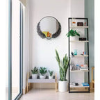 Miroir mural rond Empress Grecian 21 po Noir/Blanc – Style moderne, cadre en métal, aucun assemblage requis