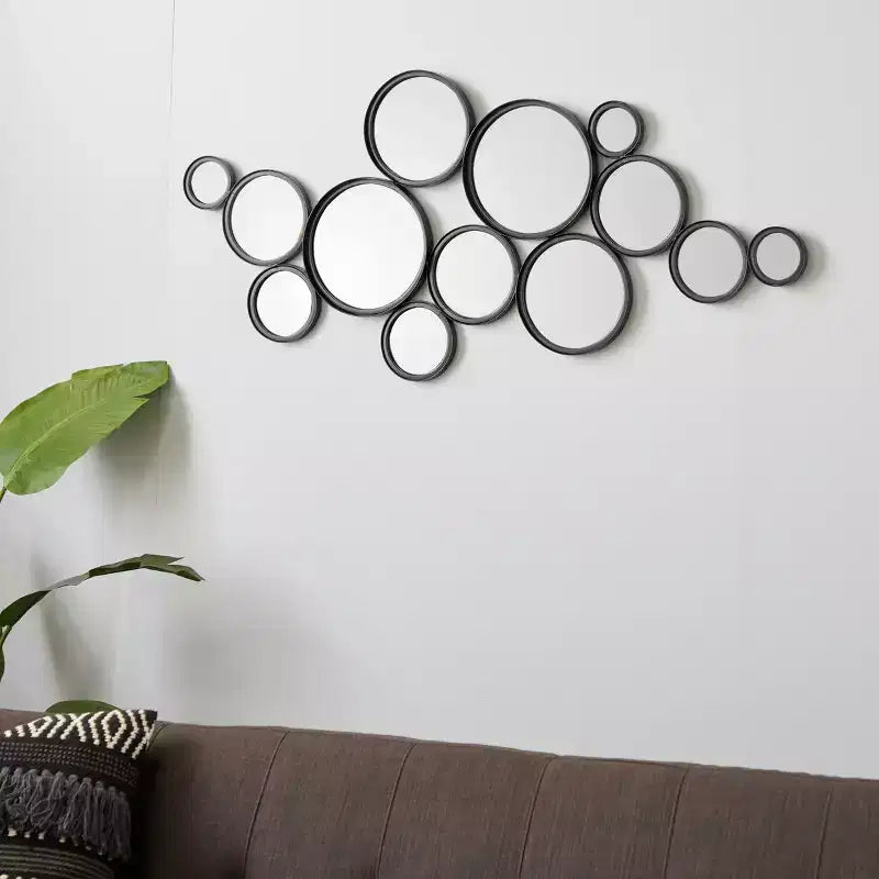 Metal Bubble Cluster Round Wall Mirror Black - Olivia & May: Contemporary Iron Frame, 52" Height
