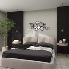 Miroir mural rond grappe de bulles en métal noir - Olivia & May : Cadre en fer contemporain, hauteur 132 cm
