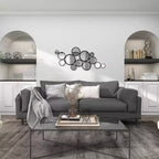 Miroir mural rond grappe de bulles en métal noir - Olivia & May : Cadre en fer contemporain, hauteur 132 cm