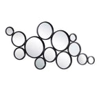 Miroir mural rond grappe de bulles en métal noir - Olivia & May : Cadre en fer contemporain, hauteur 132 cm
