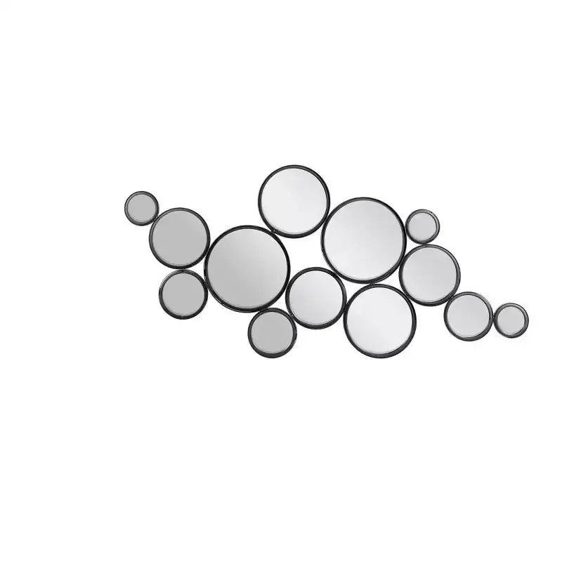 Miroir mural rond grappe de bulles en métal noir - Olivia & May : Cadre en fer contemporain, hauteur 132 cm