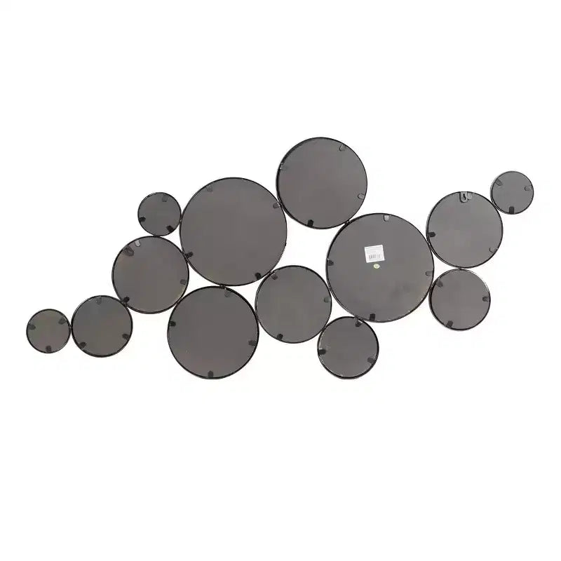 Miroir mural rond grappe de bulles en métal noir - Olivia & May : Cadre en fer contemporain, hauteur 132 cm