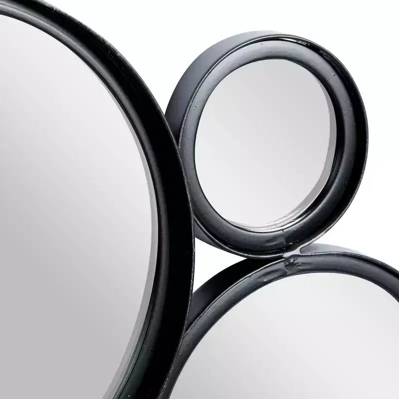 Miroir mural rond grappe de bulles en métal noir - Olivia & May : Cadre en fer contemporain, hauteur 132 cm