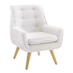 Chaise treillis Hadden Mid-Century Modern pour enfant - Rembourrage en peau de mouton blanche et pieds en bois naturel - Powell