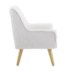 Chaise treillis Hadden Mid-Century Modern pour enfant - Rembourrage en peau de mouton blanche et pieds en bois naturel - Powell