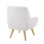 Chaise treillis Hadden Mid-Century Modern pour enfant - Rembourrage en peau de mouton blanche et pieds en bois naturel - Powell
