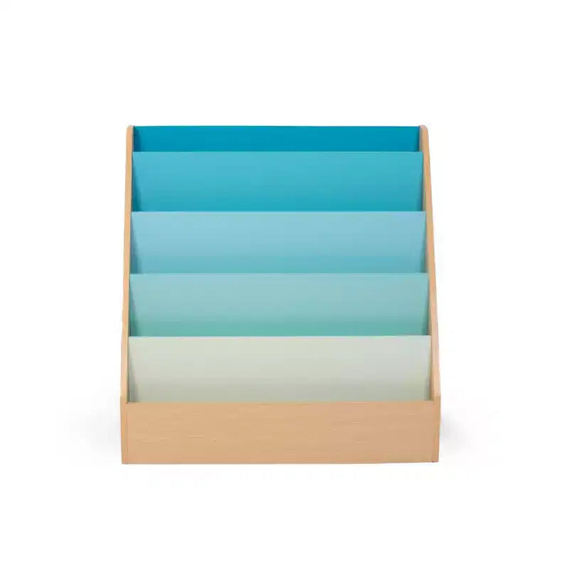 Humble Crew Kids' Tier Bookshelf Organizer Natural Wood/Blue: 4-Shelf MDF Frame, 24" H x 24" W x 13" D, Ages 2+