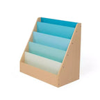 Étagère à livres pour enfants Humble Crew en bois naturel/bleu : cadre en MDF à 4 niveaux, 61 cm H x 61 cm l x 33 cm P, à partir de 2 ans