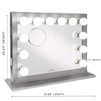 Miroir de courtoisie Hollywood à LED avec 12 ampoules, miroir grossissant magnétique 5X, Bluetooth, mural ou sur table