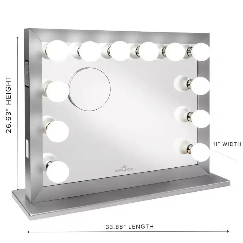 Miroir de courtoisie Hollywood à LED avec 12 ampoules, miroir grossissant magnétique 5X, Bluetooth, mural ou sur table