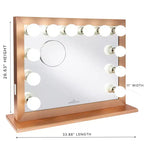 Miroir de courtoisie Hollywood à LED avec 12 ampoules, miroir grossissant magnétique 5X, Bluetooth, mural ou sur table