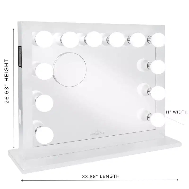 Miroir de courtoisie Hollywood à LED avec 12 ampoules, miroir grossissant magnétique 5X, Bluetooth, mural ou sur table