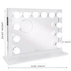 Miroir de courtoisie Hollywood à LED avec 12 ampoules, miroir grossissant magnétique 5X, Bluetooth, mural ou sur table