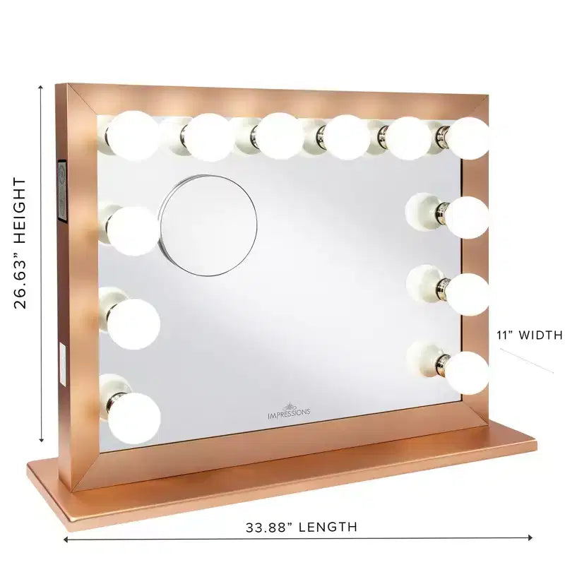 Miroir de courtoisie Hollywood à LED avec 12 ampoules, miroir grossissant magnétique 5X, Bluetooth, mural ou sur table