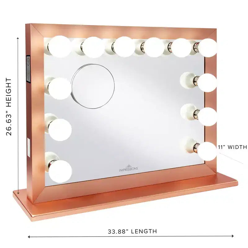Miroir de courtoisie Hollywood à LED avec 12 ampoules, miroir grossissant magnétique 5X, Bluetooth, mural ou sur table