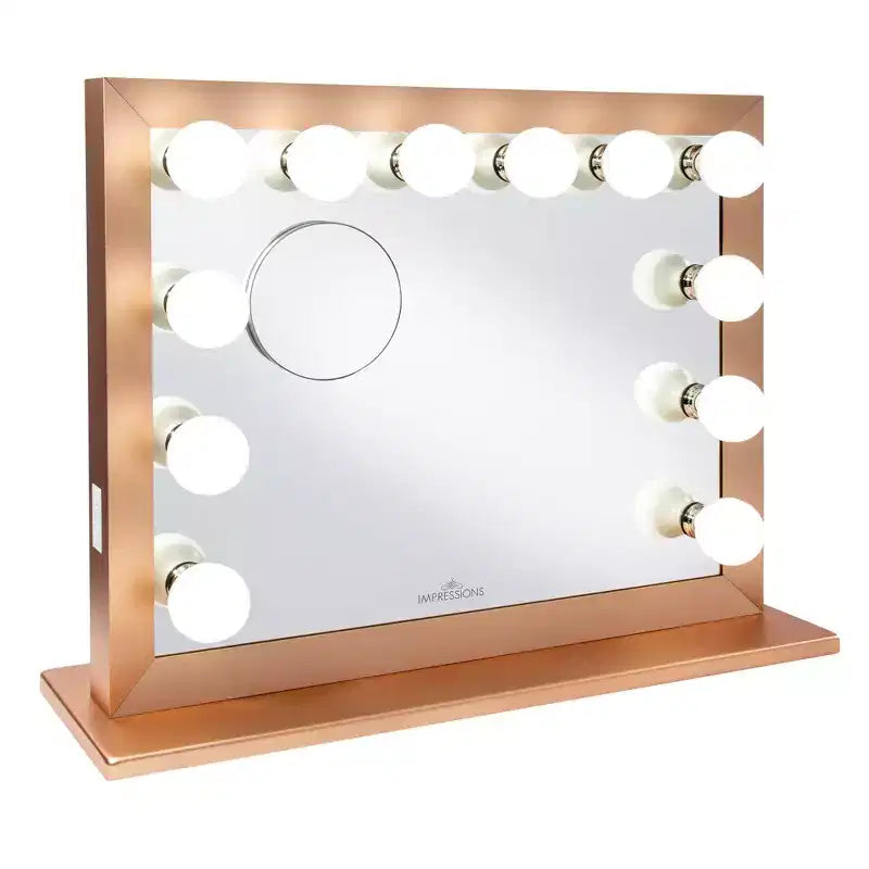 Impressions Vanity Starlight Plus LED Vanity Mirror with 12 Bulbs, Magnetic 5X Magnifying Mirror, Tabletop or Wall Mount Hollywood Makeup Mirror